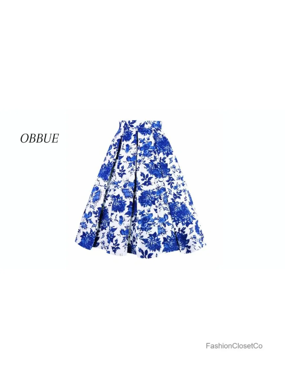 Cotton Pleated A-Line Midi Skirt with Pockets